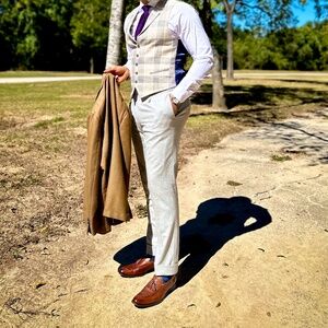 Suitsupply Tan Blazer with Cream and Blue Accents